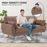 Mariah 3-Seater Linen Fabric Futon Modular Sofa Bed Suite - Brown