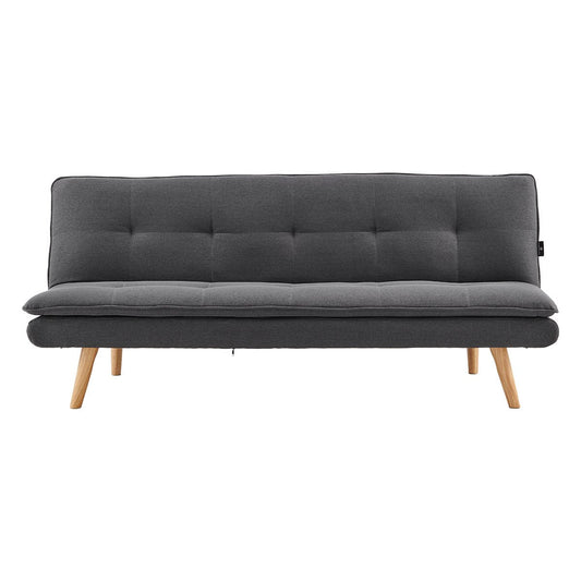 Matilda 3-Seater Linen Futon Sofa Bed Lounge - Dark Grey