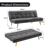 Matilda 3-Seater Linen Futon Sofa Bed Lounge - Dark Grey