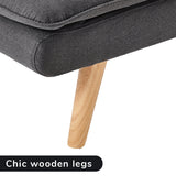 Matilda 3-Seater Linen Futon Sofa Bed Lounge - Dark Grey