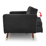 Marissa 2-Seater Faux Velvet Tufted Futon Sofa Bed Couch - Black
