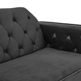 Marissa 2-Seater Faux Velvet Tufted Futon Sofa Bed Couch - Black