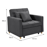 Mindy 3-in-1 Convertible Lounge Chair Bed - Dark Grey