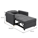 Mindy 3-in-1 Convertible Lounge Chair Bed - Dark Grey