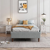 Maya Bedframe with Wooden Slats - Light Grey Double