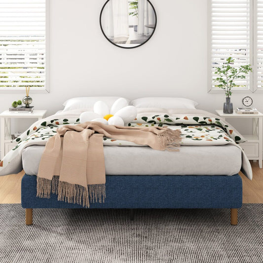 Vera Ensemble Bed Base Mattress Foundation with Metal Stats - Blue Double