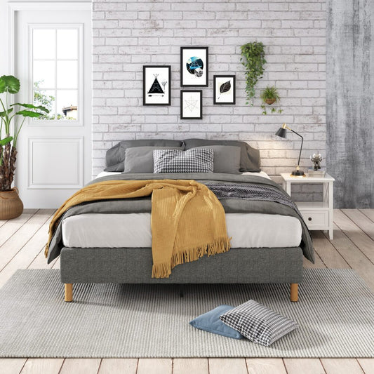 Vera Ensemble Bed Base Mattress Foundation with Metal Stats - Dark Grey Double
