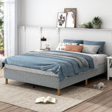 Vera Ensemble Bed Base Mattress Foundation with Metal Stats - Light Grey Single
