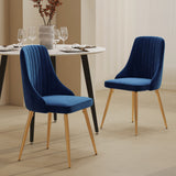 5-Piece Elvio Blue Dining Table & Chair Set Rectangular Velvet