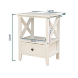 Set of 2 Brandon Wooden Bedside Tables - Rustic White