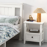 Set of 2 Brandon Wooden Bedside Tables - Rustic White