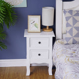 Set of 2 Kamloops Wooden Bedside Tables French Nightstand with 2 Drawers - White