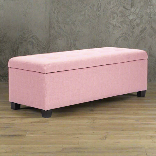 102cm Storage Ottoman Stool Fabric - Pink
