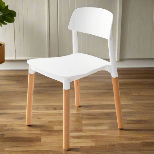 Mabel Set of 4 Retro Belloch Stackable Dining Cafe Chair - White