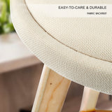 Set of 4 London Wood Bar Stool Dining Chair Fabric - Beige