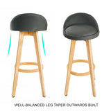 Set of 4 Aberdeen Wooden Bar Stool Dining Chair Fabric - Grey