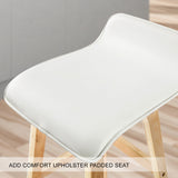 Set of 4 Belfast Wooden Bar Stool Dining Chair Leather - White