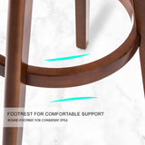 Set of 2 Coventry Wooden Bar Stool Dining Chair Leather - Black