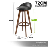 Set of 2 Coventry Wooden Bar Stool Dining Chair Leather - Black