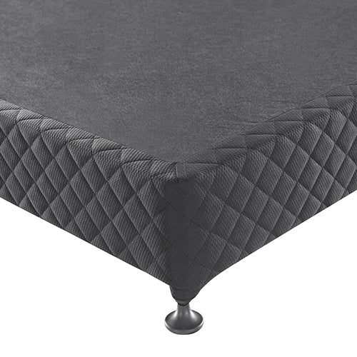 Tricia Ensemble Bed Base Solid Wooden Slat with Removable Cover - Charcoal Queen