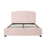 Camelia Bed Frame Upholstered High Headboard Velvet- Pink Queen