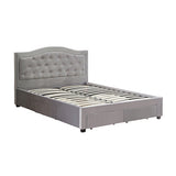 Emily Bed Frame Fabric Storage Drawers with wheels Velvet - Grey Queen