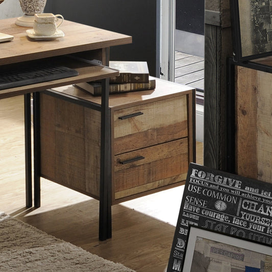 Thompson Wooden Bedside Table Night Stand Particle Board Construction with 2 Drawers - Oak