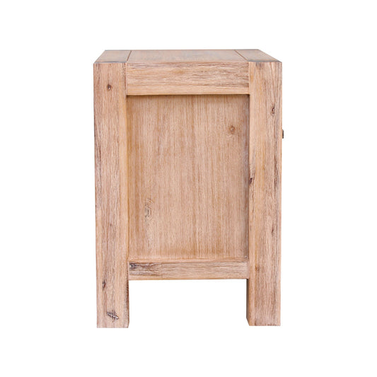 Iqaluit Wooden Bedside Table Night Stand Solid Wood Acacia with 2 Drawers - Oak