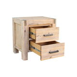 Iqaluit Wooden Bedside Table Night Stand Solid Wood Acacia with 2 Drawers - Oak