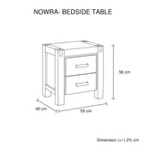 Iqaluit Wooden Bedside Table Night Stand Solid Wood Acacia with 2 Drawers - Oak