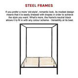 Lilian Four Poster Bed Frame - Black Double