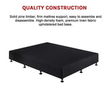 Aisha Ensemble Bed Base Linen Fabric - Midnight Black King Single