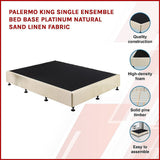 Aisha Ensemble Bed Base Linen Fabric - Natural Sand King Single