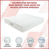 Kairos 30cm Green Tea Memory Foam Mattress Cooling Comfort - King