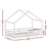 Hailey Bed Frame Wooden Kids House - White Single