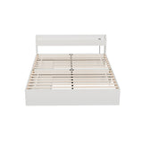 Rosemary Bed Frame Mattress Base wtih Charging Ports 2 Storage Drawers - White Queen