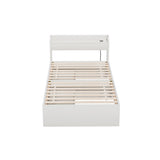 Rosemary Bed Frame Mattress Base wtih Charging Ports 2 Storage Drawers - White Single