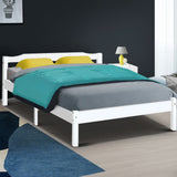 Prague Wooden Bed Frame Base Timber Platform no Drawers - White Double