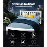 Seville Wooden Bed Frame Pine Timber no Drawers - White Queen