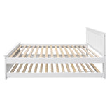 Trudy Trundle Bed Frame Timber Slat - White King Single