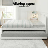 Trudy Trundle Bed Frame Timber Slat - White King Single