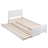 Malta Bed Frame with Trundle Solid Wood Toddler Bunk Bed with Headboard - White Single