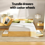 Bari Bed Frame with Charging Ports and 2 Drawers - Wood Queen