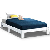 Haven Bed Frame Wooden Bed Base Platform - White Single