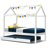 Topaz Bed & Mattress Package with 34cm Mattress with Trundle Bed - White Single