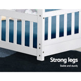 Blair Wooden Bed Frame House Pine Timber Platform - White Single
