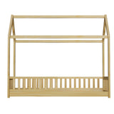 Blair Wooden Bed Frame House Pine Timber Platform - Oak Single