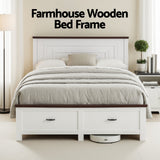 Aveline Wooden Bed Frame with 2 Drawer Platform Bed - White Double