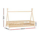 Nivena Bed Frame Wooden Kids House Frames - Oak Single