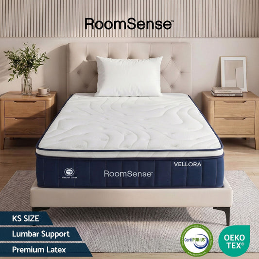 Alessia 30cm Medium Firm Hybrid Mattress with Latex Lumbar Support - King Single